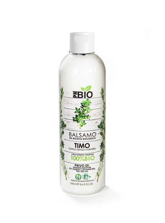 BALSAMO PH BIO al TIMO - capelli grassi e forfora - 100% BIOLOGICO CERTIFICATO