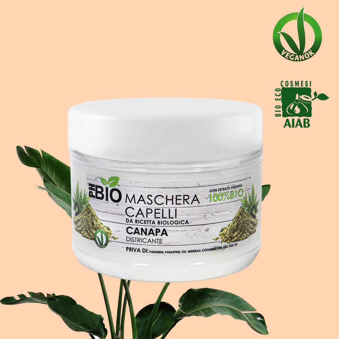 Maschera per capelli - PH BIO - Con olio di CANAPA effetto districante - 100% Biologico