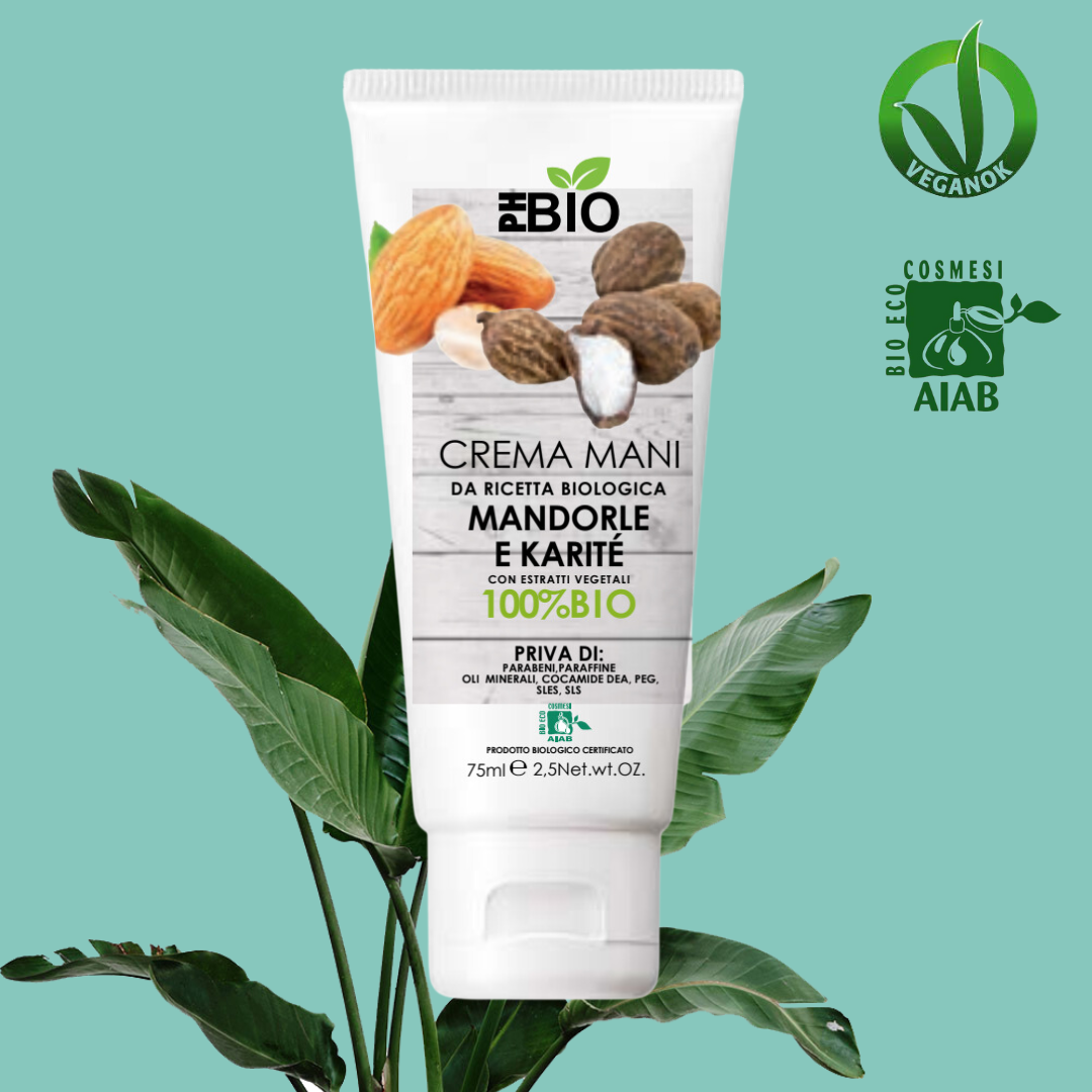 CREMA MANI - PH BIO - BURRO DI KARITE', VITAMNIA E e PANTENOLO - 100% Bio