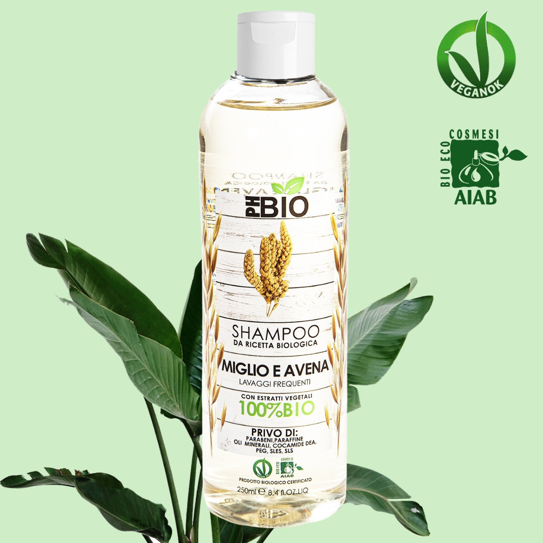 Shampoo Biologico- PH BIO - MIGLIO E AVENA - 100% BIOLOIGICO - Lavaggi frequenti