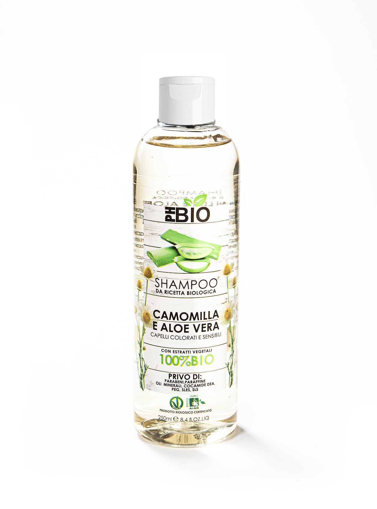 Shampoo biologico - PH BIO - Camomilla e Aloe Vera - 100% BIOLOGICO CERTIFICATO - per capelli secchi e delicati