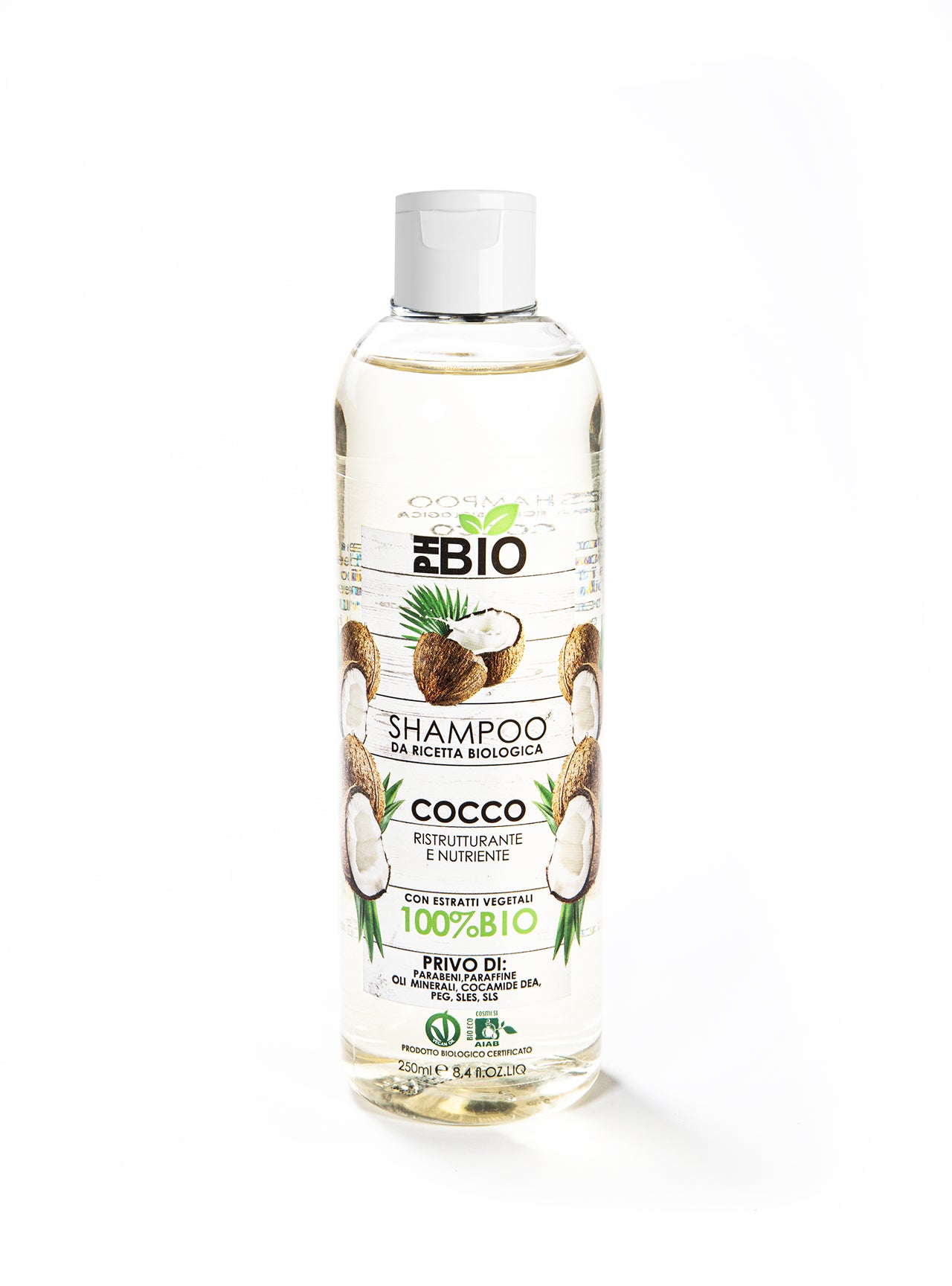 SHAMPOO AL COCCO-PH BIO-RISTRUTTURANTE E NUTRIENTE -100% Biologico certificato